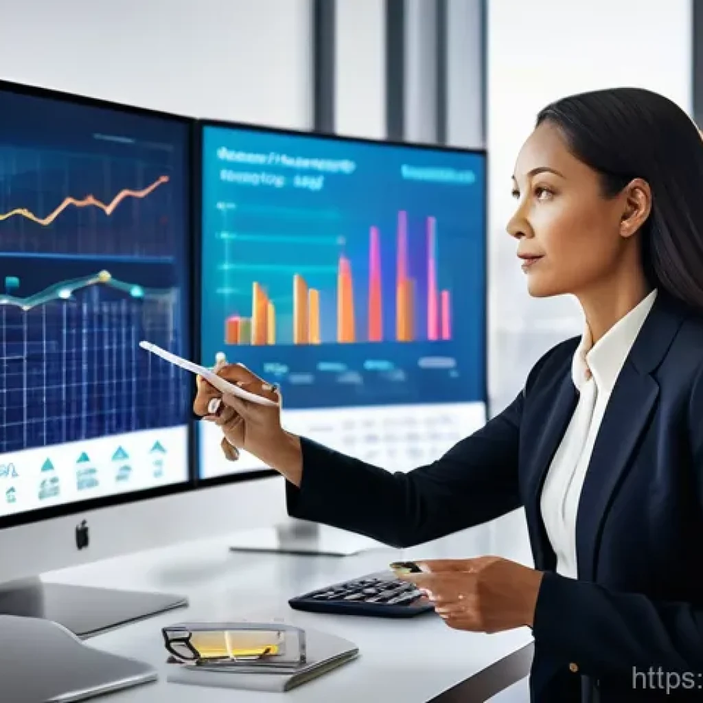 전략경영 자격증 종류와 비교 - A diverse group of modern business professionals, including a female data analyst in her late 30s we...