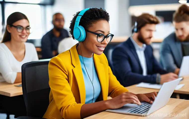 전략경영 온라인 학습 도구 - A young professional, wearing a stylish business casual outfit, sits at a sleek, minimalist desk in ... 전략경영 온라인 학습 도구 - A young professional, wearing a stylish business casual outfit, sits at a sleek, minimalist desk in ...