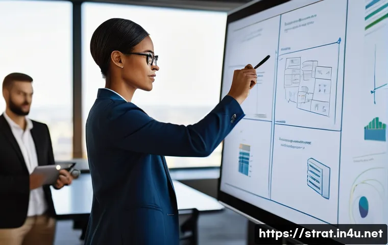 전략경영 자격증 취득 후 진로 - **Prompt:** A group of diverse professionals, including men and women in business casual attire, col...